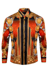 Barabas Wholesale Men's Rhinestone Angel Wings Long Sleeve Shirts 3SPR411 Red
