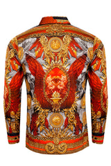 Barabas Wholesale Men's Rhinestone Angel Wings Long Sleeve Shirts 3SPR411 Red