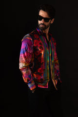 Barabas Wholesale Men's Rhinestone Horse StatueFloral Long Sleeve Shirt 3SPR412 Multi