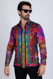 Barabas Wholesale Men's Rhinestone Horse StatueFloral Long Sleeve Shirt 3SPR412 Multi