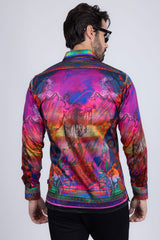 Barabas Wholesale Men's Rhinestone Horse StatueFloral Long Sleeve Shirt 3SPR412 Multi