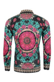 Barabas Wholesale Men's Rhinestone Floral Print Baroque Long Sleeve Shirts 3SPR413 Black