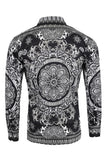 Barabas Wholesale Men's Rhinestone Floral Print Baroque Long Sleeve Shirts 3SPR413 Black