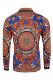 Barabas Wholesale Men's Rhinestone Floral Print Baroque Long Sleeve Shirts 3SPR413 Navy