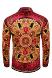 Barabas Wholesale Men's Rhinestone Medusa Floral Long Sleeve Shirts 3SPR416 Acid Pink
