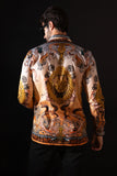 Barabas Wholesale Men's Rhinestone Sea Ocean Baroque Long Sleeve Shirts 3SPR417 Peach