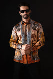 Barabas Wholesale Men's Rhinestone Sea Ocean Baroque Long Sleeve Shirts 3SPR417 Peach
