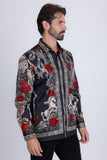 Barabas Wholesale Men's Rhinestone Floral Unicorn Long Sleeve Shirts 3SPR418 Black Silver