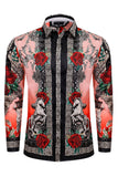 Barabas Wholesale Men's Rhinestone Floral Unicorn Long Sleeve Shirts 3SPR418 Pink