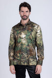 Barabas Wholesale Men's Rhinestone Floral Paradise Long Sleeve Shirts 3SPR425 Olive