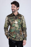 Barabas Wholesale Men's Rhinestone Floral Paradise Long Sleeve Shirts 3SPR425 Green