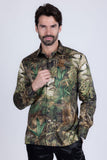 Barabas Wholesale Men's Rhinestone Floral Paradise Long Sleeve Shirts 3SPR425 Green
