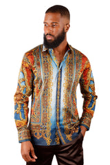 Barabas Wholesale Men's Rhinestone Medusa Long Sleeve Shirts 3SPR429 Multi