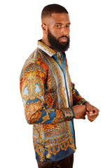 Barabas Wholesale Men's Rhinestone Medusa Long Sleeve Shirts 3SPR429 Multi