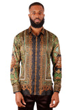Barabas Wholesale Men's Rhinestone Medusa Long Sleeve Shirts 3SPR429 Olive