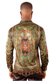 Barabas Wholesale Men's Rhinestone Medusa Long Sleeve Shirts 3SPR429 Olive