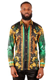 Barabas Wholesale Men's Rhinestone Scorpion Long Sleeve Shirts 3SPR432 Green