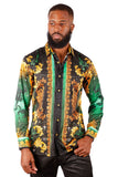 Barabas Wholesale Men's Rhinestone Scorpion Long Sleeve Shirts 3SPR432 Green