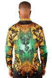 Barabas Wholesale Men's Rhinestone Scorpion Long Sleeve Shirts 3SPR432 Green