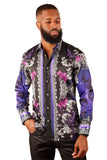 Barabas Wholesale Men's Rhinestone Scorpion Long Sleeve Shirts 3SPR432 Purple