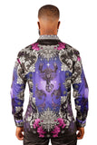 Barabas Wholesale Men's Rhinestone Scorpion Long Sleeve Shirts 3SPR432 Purple
