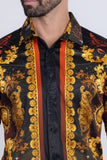 Barabas Wholesale Men's Rhinestone Scorpion Long Sleeve Shirts 3SPR432 Red