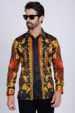 Barabas Wholesale Men's Rhinestone Scorpion Long Sleeve Shirts 3SPR432 Red