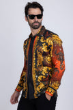 Barabas Wholesale Men's Rhinestone Scorpion Long Sleeve Shirts 3SPR432 Red