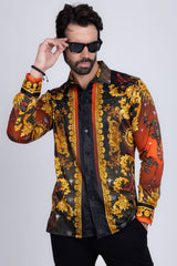 Barabas Wholesale Men's Rhinestone Scorpion Long Sleeve Shirts 3SPR432 Red