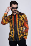 Barabas Wholesale Men's Rhinestone Scorpion Long Sleeve Shirts 3SPR432 Red