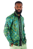 Barabas Wholesale Men's Rhinestone Floral Paisley Long Sleeve Shirts 3SPR433 Green