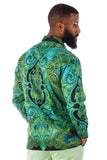 Barabas Wholesale Men's Rhinestone Floral Paisley Long Sleeve Shirts 3SPR433 Green