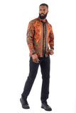Barabas Wholesale Men's Rhinestone Floral Paisley Long Sleeve Shirts 3SPR433 Orange