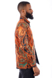 Barabas Wholesale Men's Rhinestone Floral Paisley Long Sleeve Shirts 3SPR433 Rust