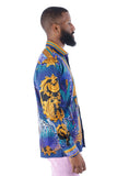 Barabas Wholesale Men's Rhinestone Floral Baroque Long Sleeve Shirts 3SPR437 Blue