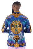 Barabas Wholesale Men's Rhinestone Floral Baroque Long Sleeve Shirts 3SPR437 Blue