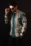 Barabas Wholesale Men's Rhinestone Floral Baroque Long Sleeve Shirts 3SPR437 Green
