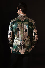 Barabas Wholesale Men's Rhinestone Floral Baroque Long Sleeve Shirts 3SPR437 Green