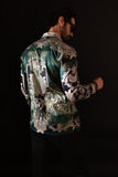 Barabas Wholesale Men's Rhinestone Floral Baroque Long Sleeve Shirts 3SPR437 Green
