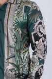 Barabas Wholesale Men's Rhinestone Floral Baroque Long Sleeve Shirts 3SPR437 Green