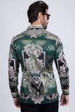 Barabas Wholesale Men's Rhinestone Floral Baroque Long Sleeve Shirts 3SPR437 Green