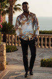 Barabas Wholesale Men's Rhinestone Angels Pattern Long Sleeve Shirts 3SPR618 Mustard