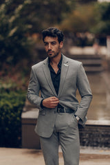 Barabas Wholesale Men's Brushed Cotton Notched Lapel Matt Suit 3SU02 Grey