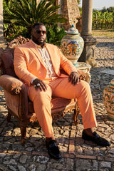 Barabas Wholesale Men's Brushed Cotton Notched Lapel Matt Suit 3SU02 Apricot Crush 