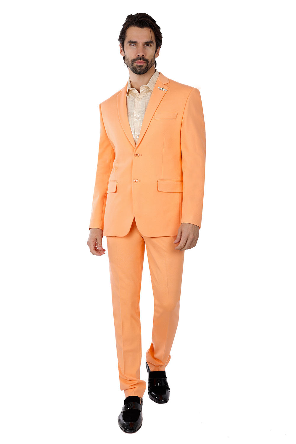 Barabas Wholesale Men's Brushed Cotton Notch Lapel Matte Casual Suit 3SU02 Apricot