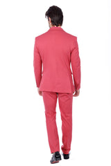 Barabas Wholesale Men's Brushed Cotton Notch Lapel Matte Casual Suit 3SU02 Hot Pink