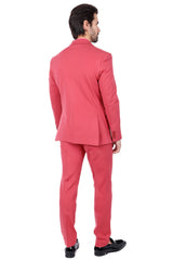 Barabas Wholesale Men's Brushed Cotton Notch Lapel Matte Casual Suit 3SU02 Pink