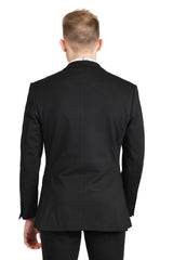 Barabas Wholesale Men's Brushed Cotton Notched Lapel Matt Suit 3SU02 Black