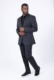 Barabas Wholesale Men's Brushed Cotton Notched Lapel Matt Suit 3SU02 Charcoal
