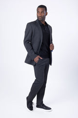 Barabas Wholesale Men's Brushed Cotton Notched Lapel Matt Suit 3SU02 Charcoal